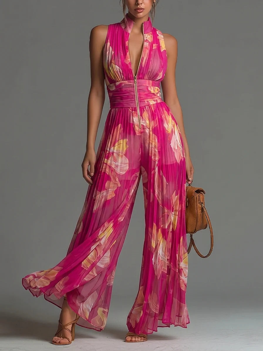 Kleira – Ærmeløs Plisseret Jumpsuit