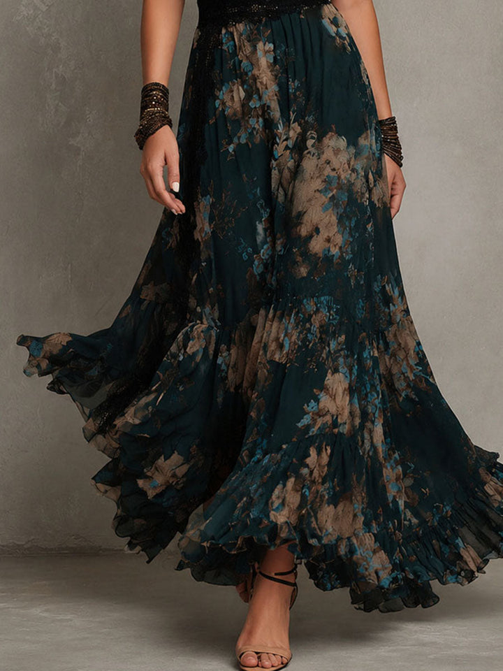 Alime – Maxi-kjole Med Blomsterprint Og Blonder