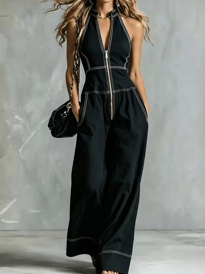 Bryana – Jumpsuit i Patchwork Med Striber