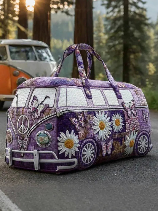 RetroBloom – Vatteret Rejsetaske Med Vintage Campingvognsmotiv