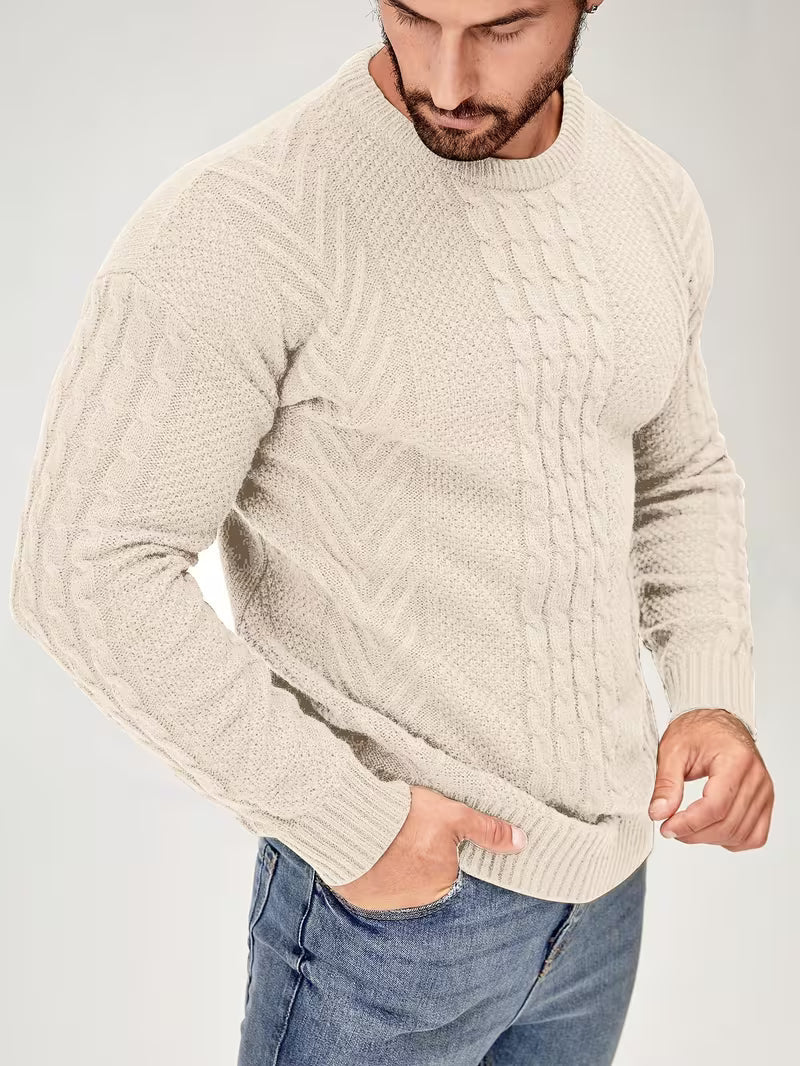 Eiduks – Klassisk Sweater Med Rund Hals og Kabelstrik