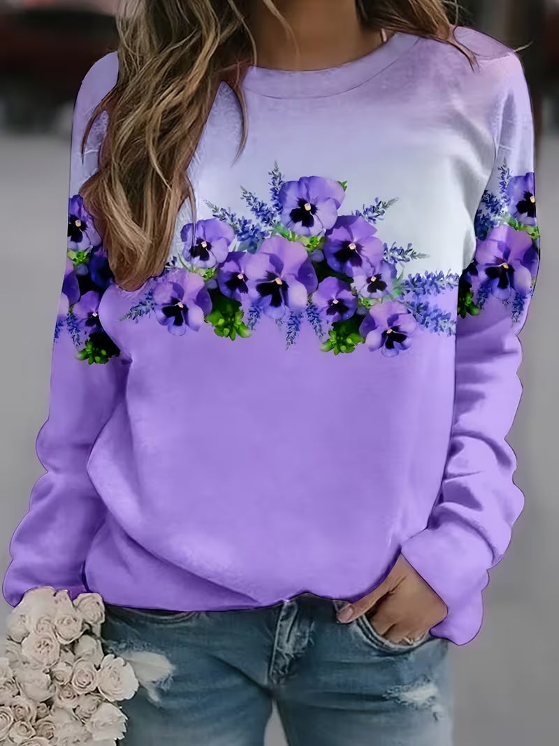 Elif – Langærmet Sweatshirt Med Blomsterprint