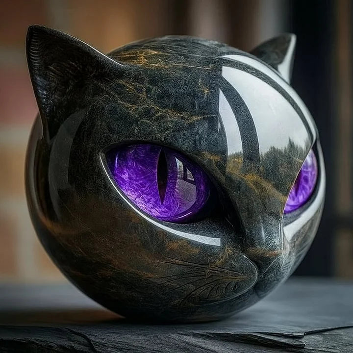 Nyxcharm – Skulptur Af Et Mystisk Sort Kattehoved