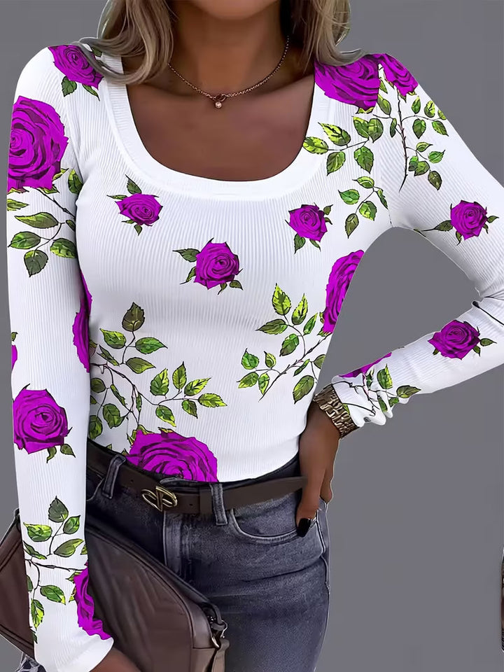 Rabiye – Bluse Med Firkantet Halsudskæring Og Blomsterprint