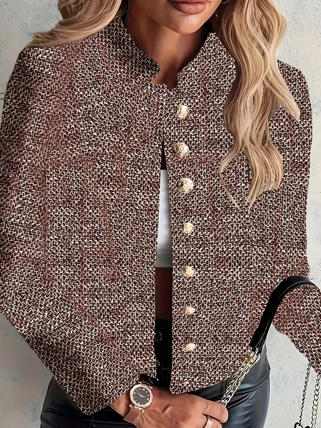Aruzhan - Elegant Langærmet Blazer Med Knaplukning