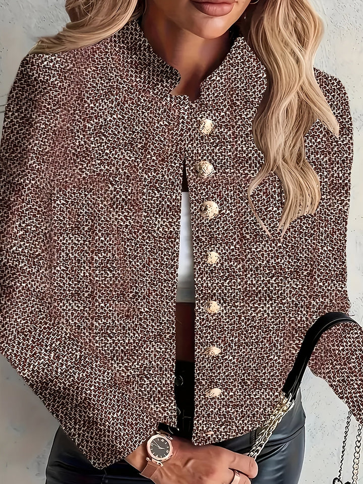 Aruzhan - Elegant Langærmet Blazer Med Knaplukning