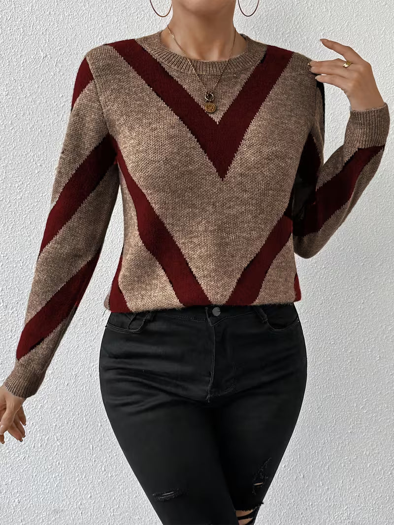 Minaza – Sweater Med Rund Hals Og Geometrisk Mønster