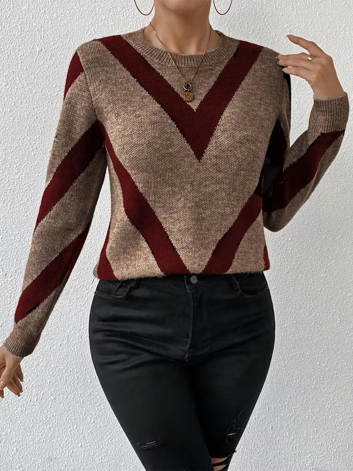 Minaza – Sweater Med Rund Hals Og Geometrisk Mønster