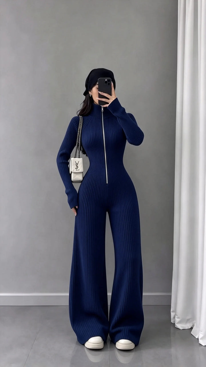 Libby – Jumpsuit Med Ribstrik Og Brede Ben