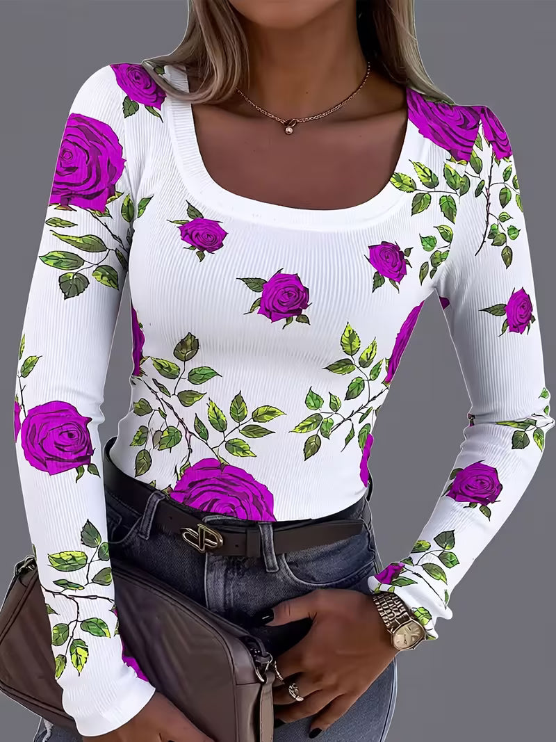 Rabiye – Bluse Med Firkantet Halsudskæring Og Blomsterprint