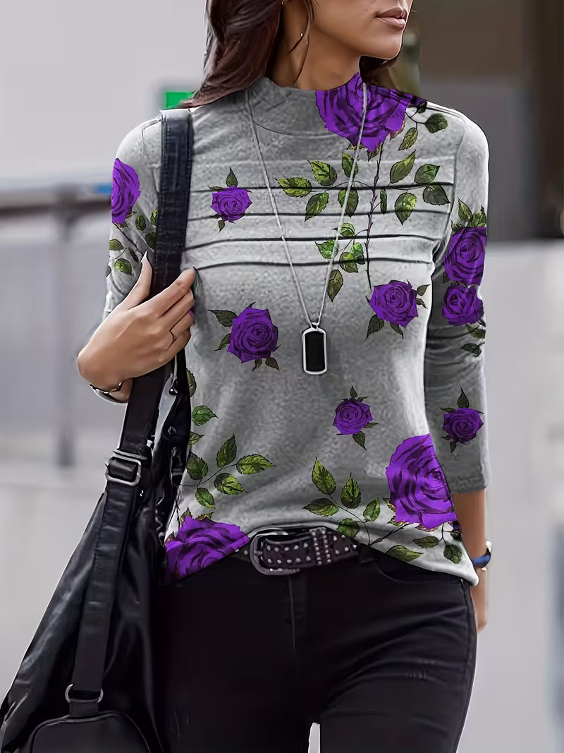 Zunni – Top Med Blomsterprint Og Høj Hals