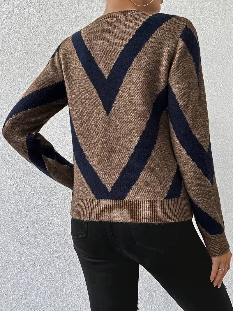 Minaza – Sweater Med Rund Hals Og Geometrisk Mønster