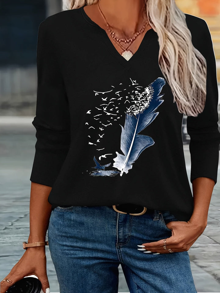 Amandine - Moderne Sommer Bluse Med V-udskæring