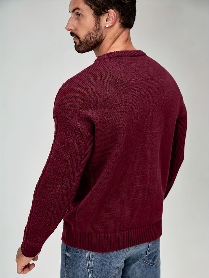 Eiduks – Klassisk Sweater Med Rund Hals og Kabelstrik