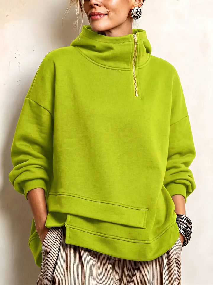 Lyona – Moderne Asymmetrisk Sweatshirt Med Høj Halsudskæring