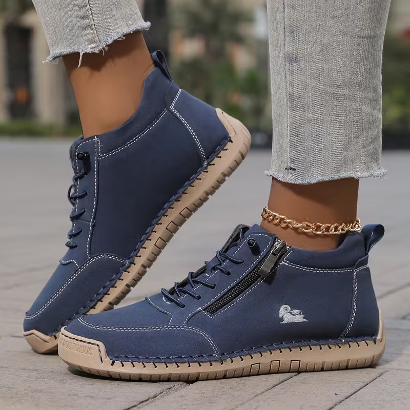 Schreiner – Sneakers Med Snørebånd og Lynlås Samt Kontrastsyninger