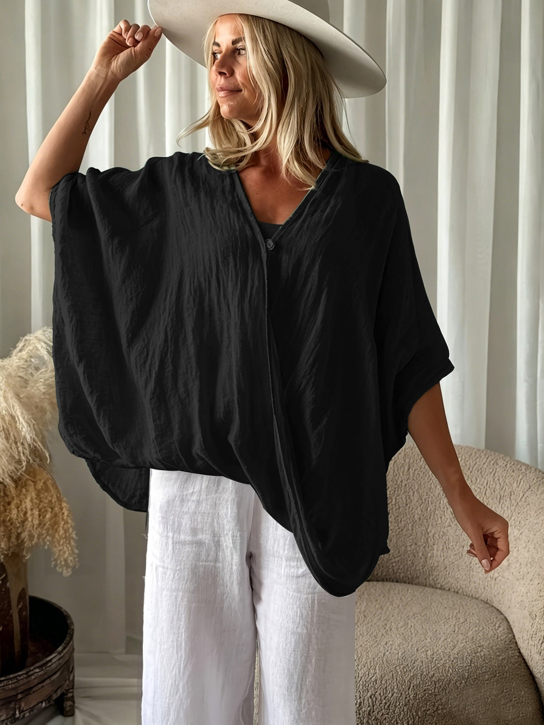 Winnie - Boheme Bluse Med Løse Ærmer