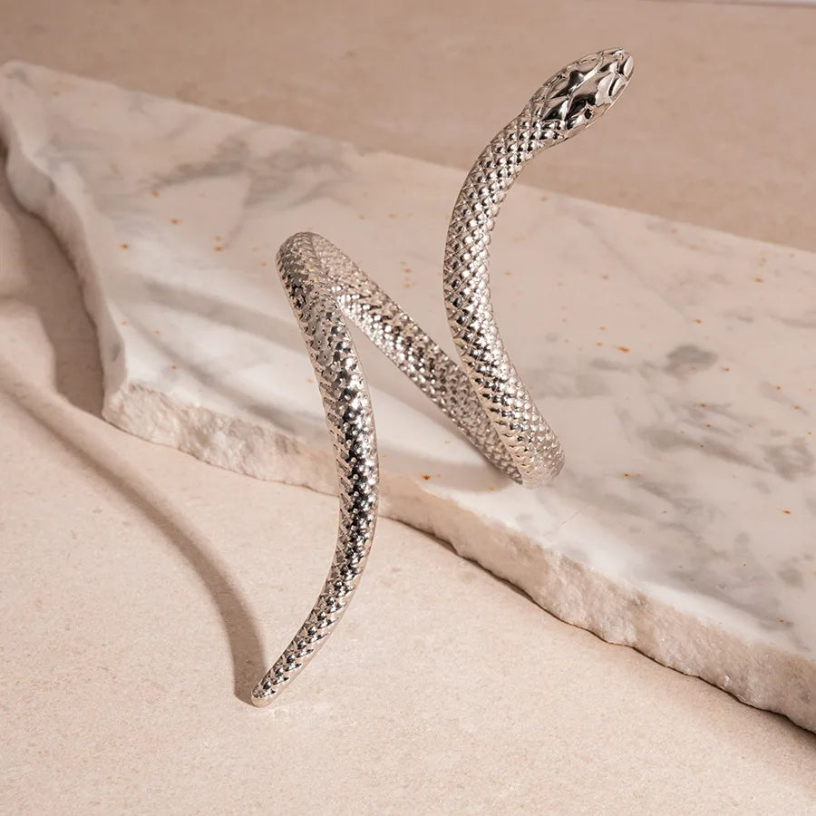 Zevella – Sæt Med Armbånd Og Ring Med Skulptureret Slangemotiv