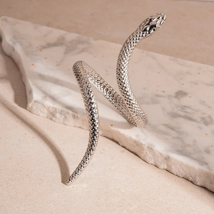 Zevella – Sæt Med Armbånd Og Ring Med Skulptureret Slangemotiv