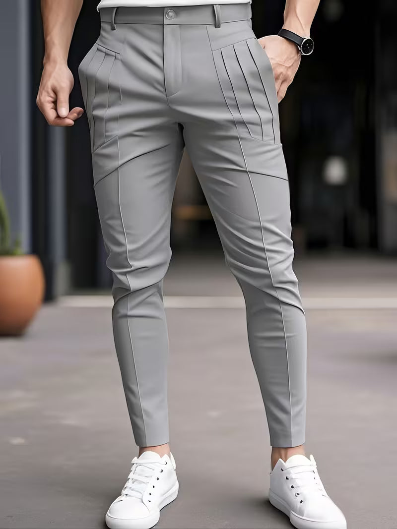 Altmann – Slim Fit Bukser Med Plissering og Lommer