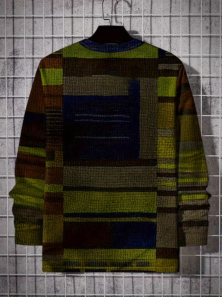 Kellan – Langærmet Skjorte Med Geometrisk Patchwork-Mønster