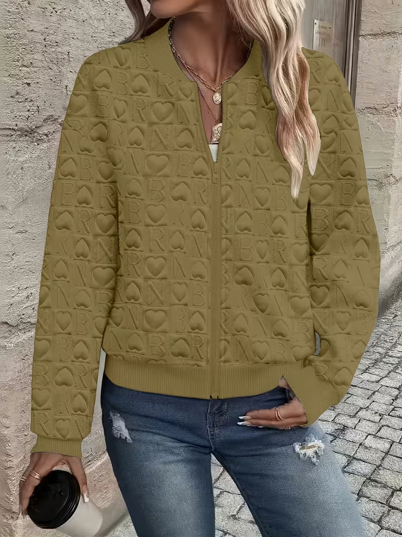 Lojina – Jakke Med Lynlås Og Præget Hjerte-Mønster