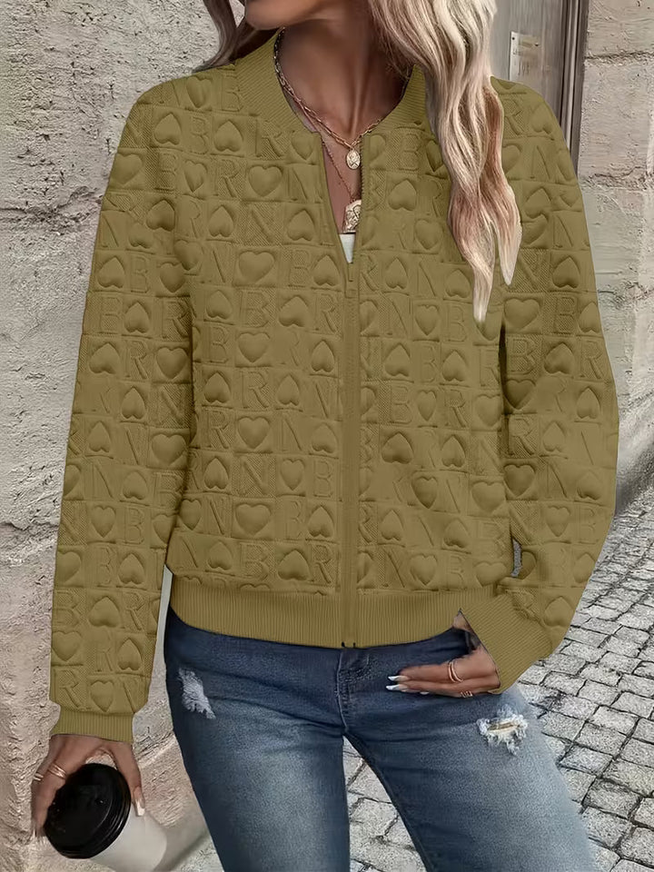Lojina – Jakke Med Lynlås Og Præget Hjerte-Mønster