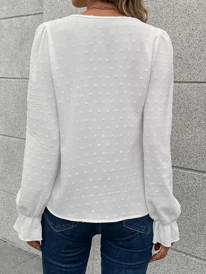 Rejina – Elegant Bluse Med Blonderkrave