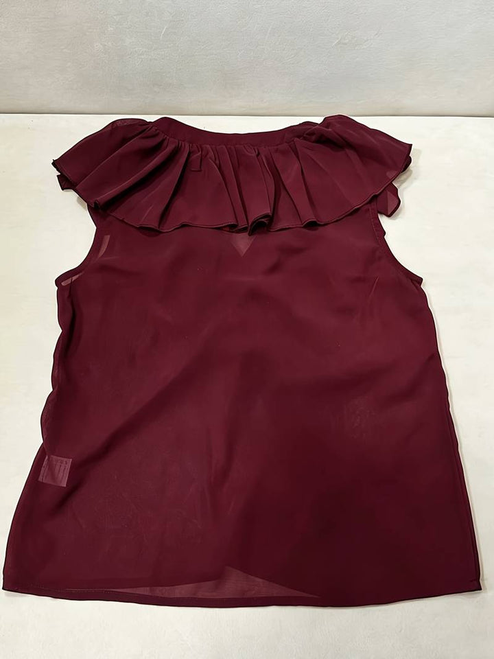 Satori - Vintage Chiffonbluse Med Flæser