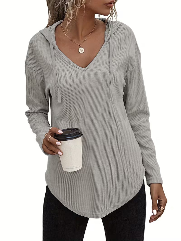 Heydi – Sweatshirt Med Lange ærmer Buet Forneden og Hætte