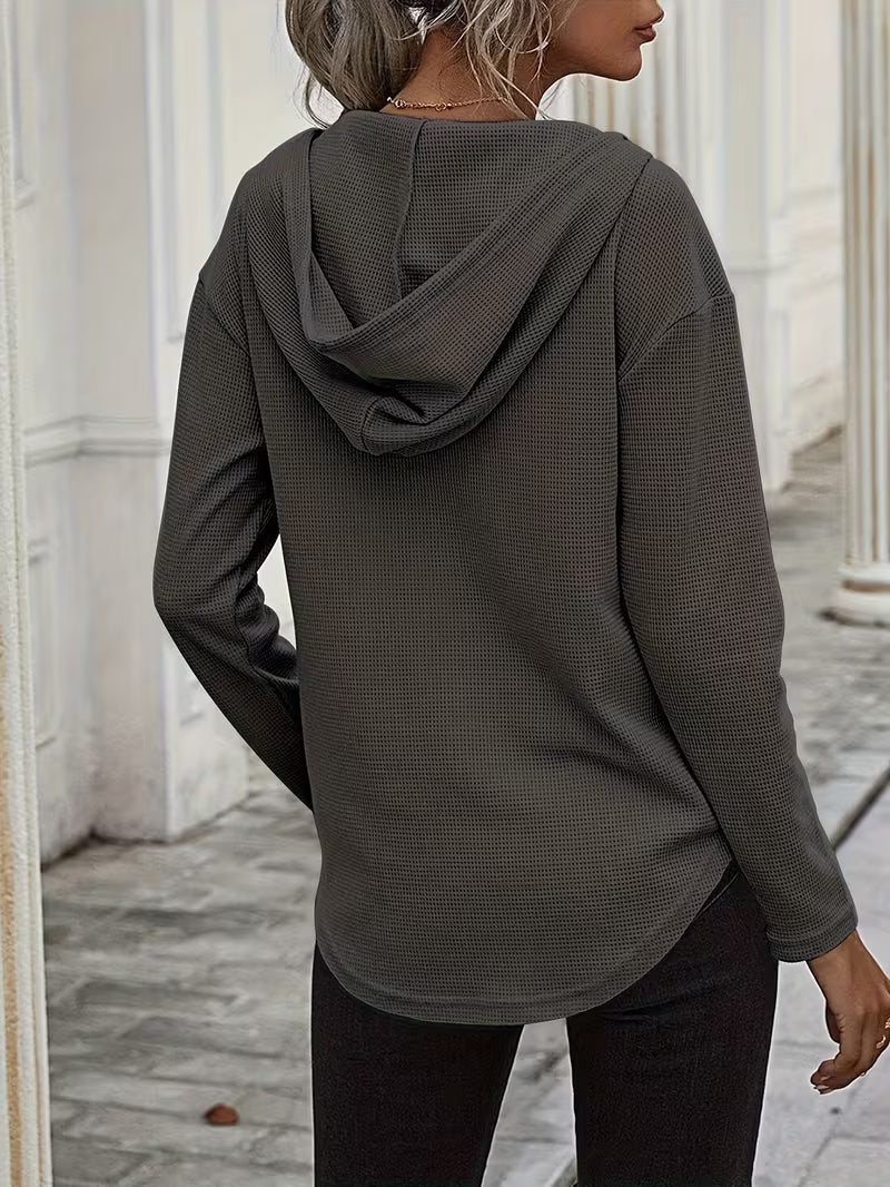 Heydi – Sweatshirt Med Lange ærmer Buet Forneden og Hætte