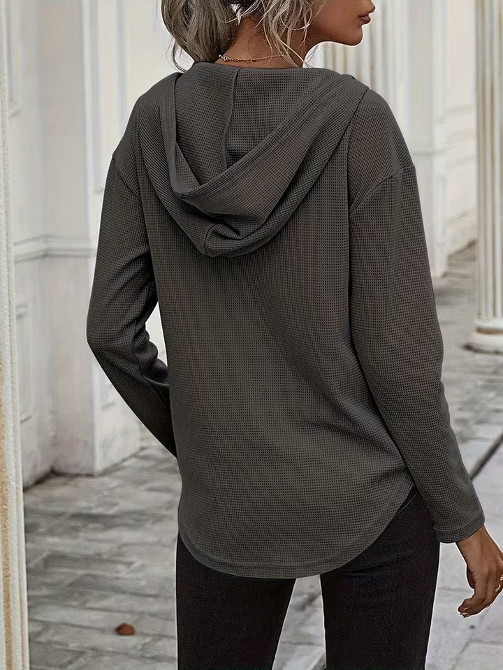 Heydi – Sweatshirt Med Lange ærmer Buet Forneden og Hætte