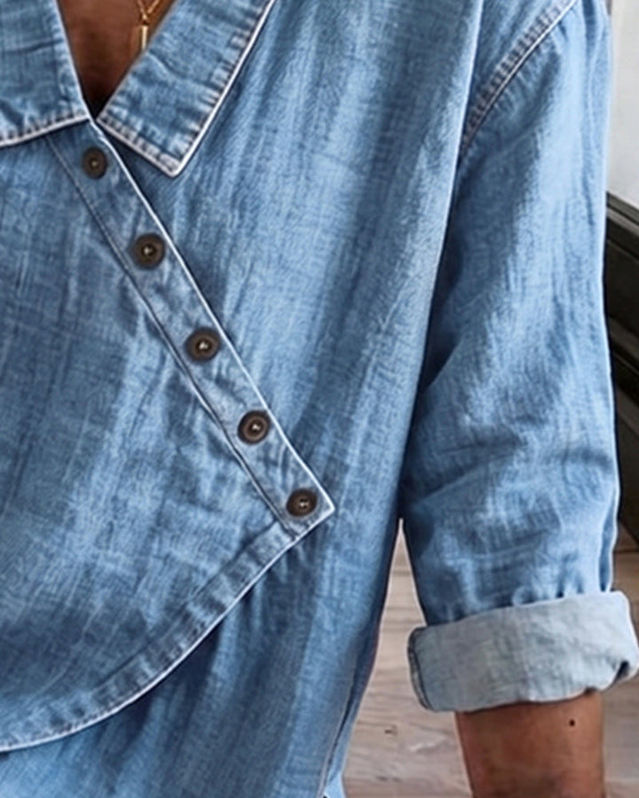 Olizia – Enkel Bluse Med Diagonal Knaplukning