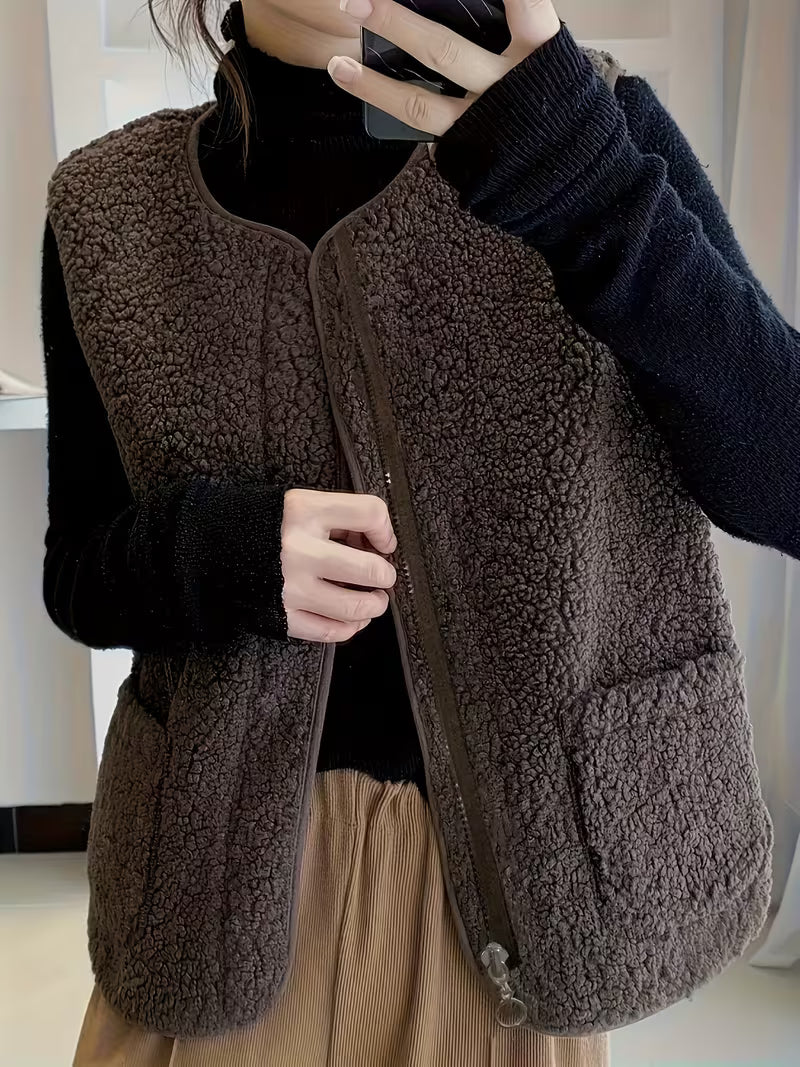 Miona – Blød Fleece Vest Med Lommer