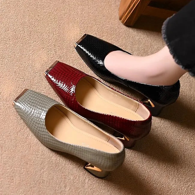 Merja – Pumps Med Slangeskindsmønster Og Bred Hæl