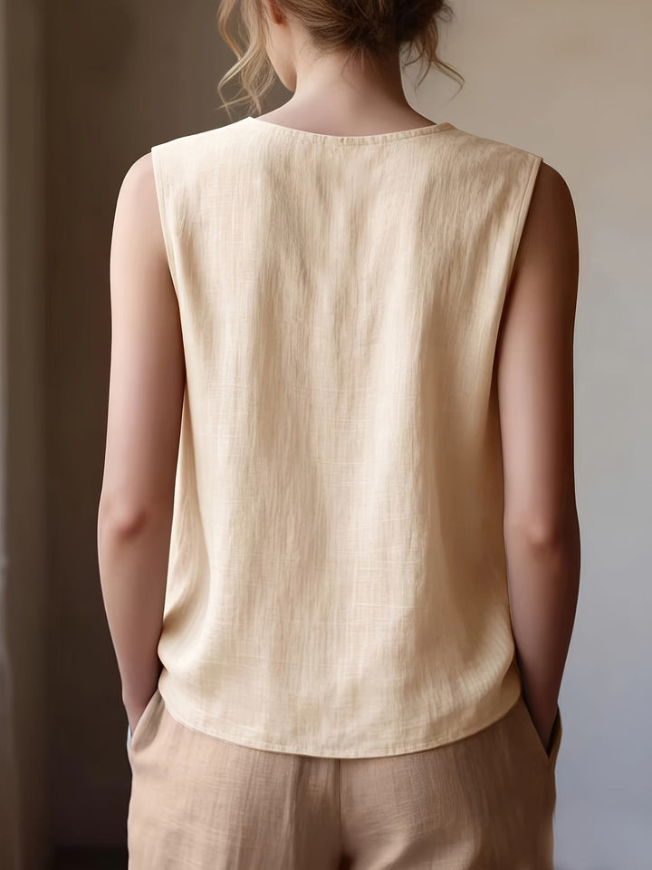 Safiya – Ærmeløs Bluse Med Flæsehalsudskæring