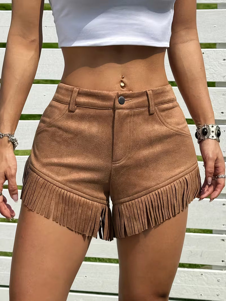 Wiliya - Vintage-shorts med frynser og lav talje