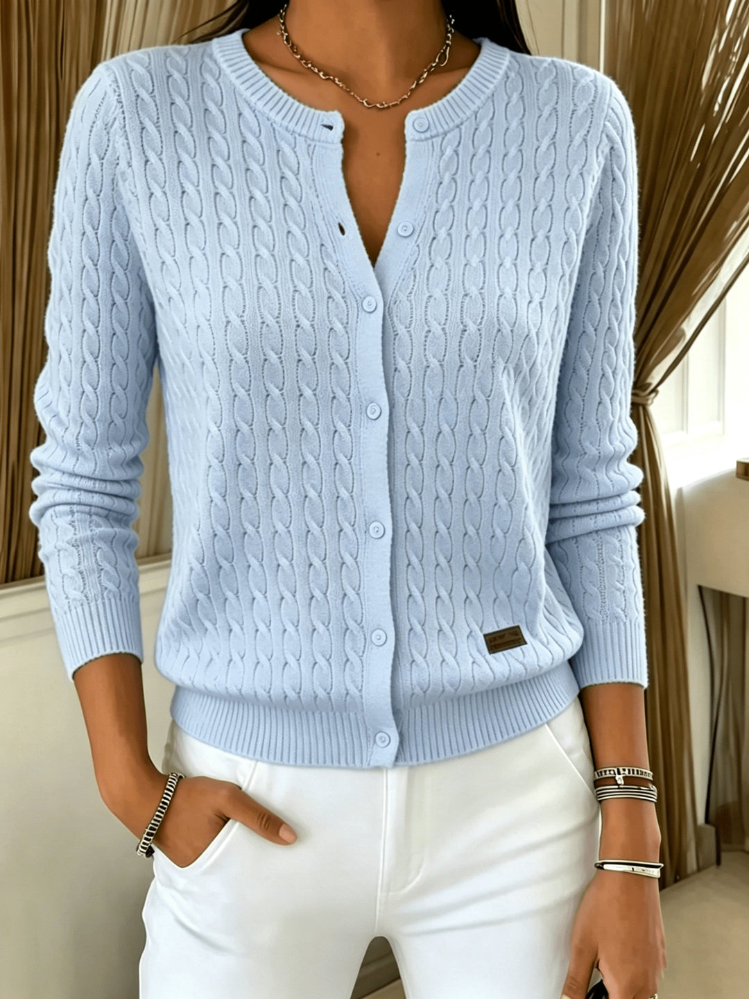 Kitija – Cardigan I Kabelstrik Med Knapper