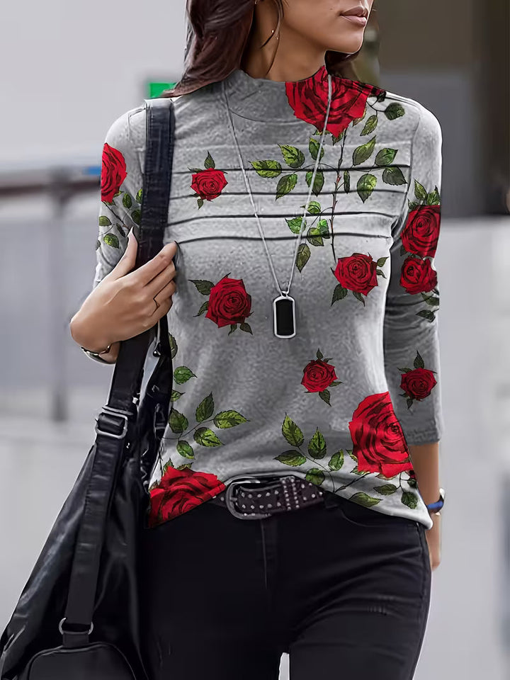 Zunni – Top Med Blomsterprint Og Høj Hals