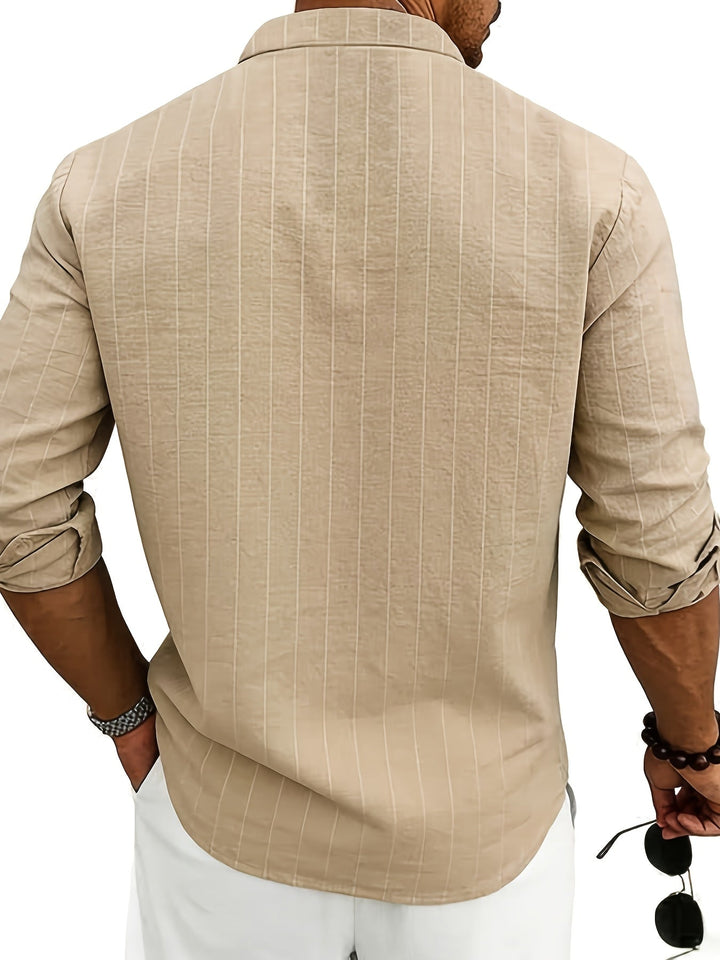 Leslie – Elegant Stribet Linned Skjorte