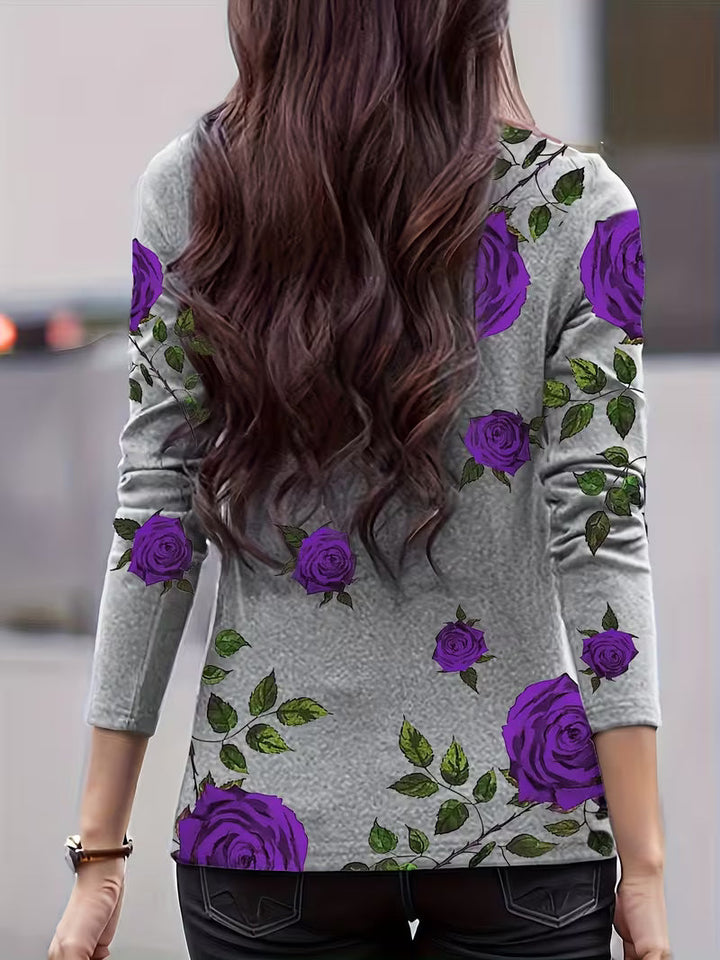 Zunni – Top Med Blomsterprint Og Høj Hals