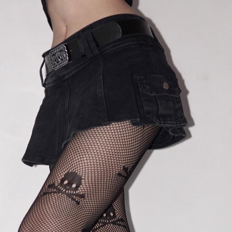Linda – Plisseret Denim-miniskirt Med Bælte