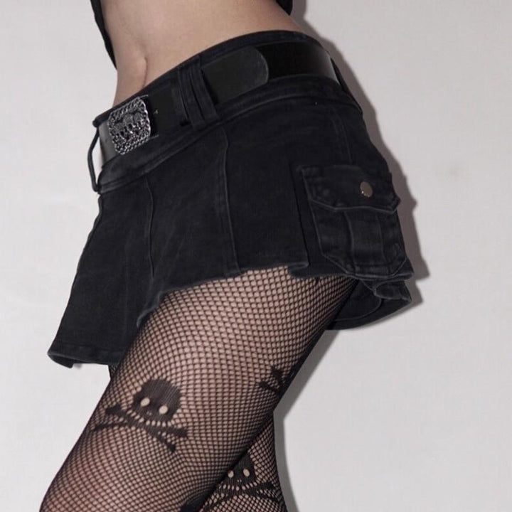 Linda – Plisseret Denim-miniskirt Med Bælte
