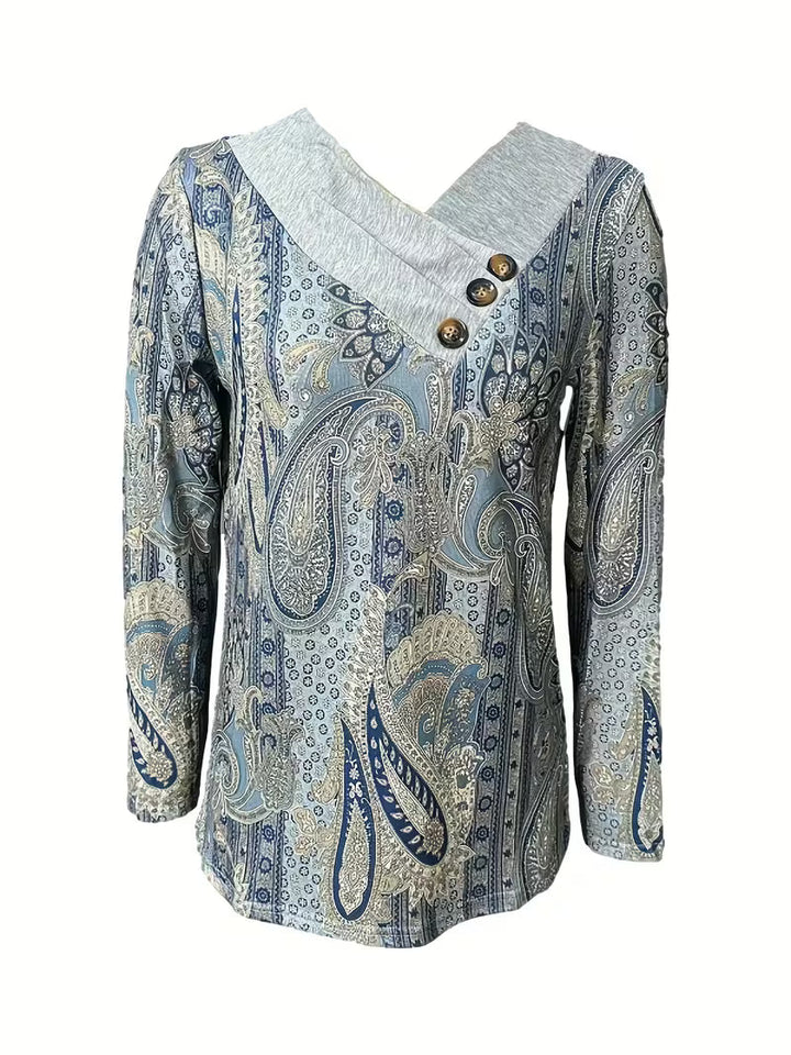 Vinja – Top Med Paisley-Mønster Og Rullekrave