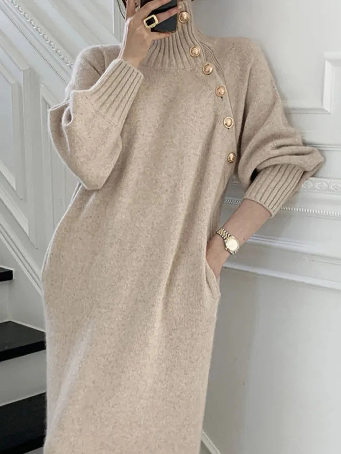 Nassra - Elegant Kjole Med Rullekrave