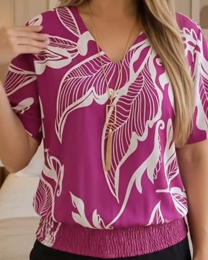 Isheba – Elegant Bluse Med Korte Ærmer