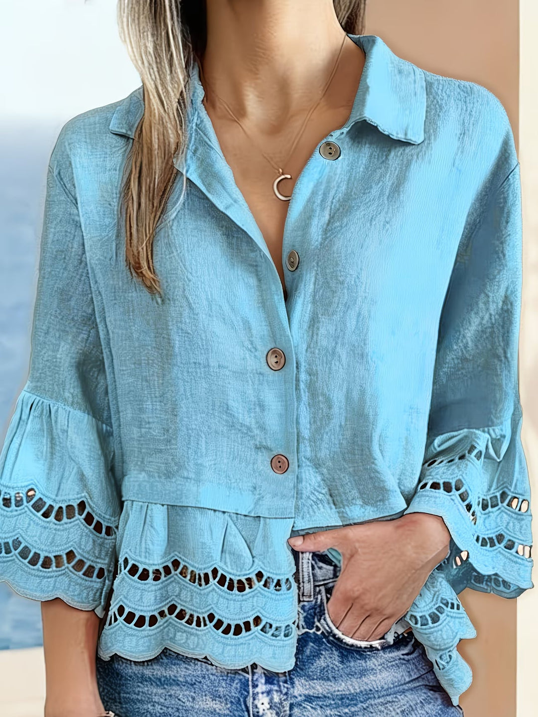 Solenn – Elegant Bluse Med Knapper