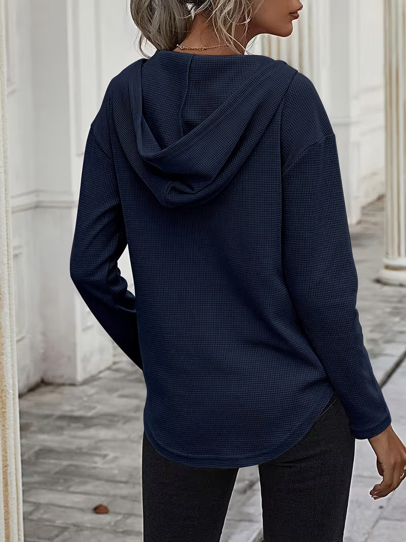 Heydi – Sweatshirt Med Lange ærmer Buet Forneden og Hætte