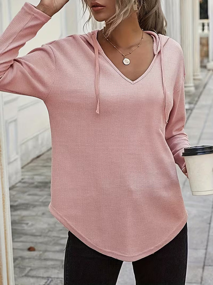 Heydi – Sweatshirt Med Lange ærmer Buet Forneden og Hætte