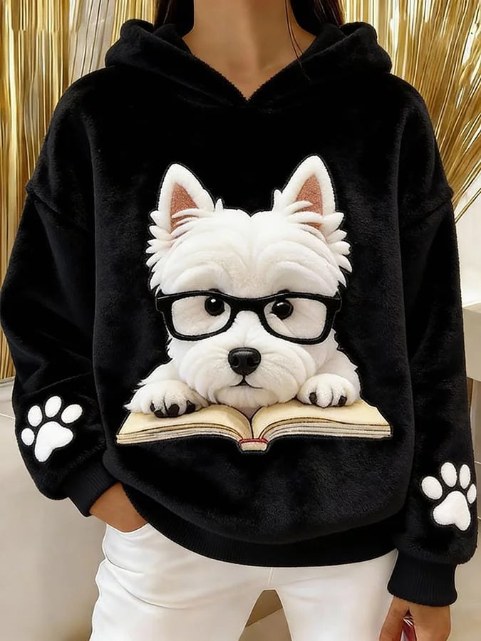 Eglantine – Flannel-sweatshirt Med Hætte Og Terrier-print